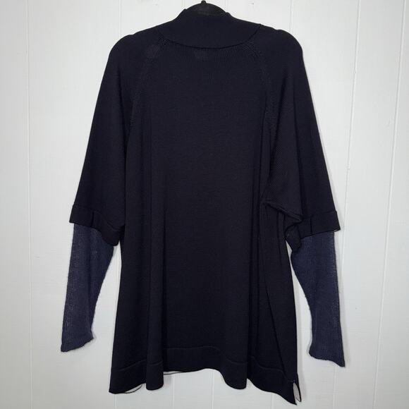 Marina Rinaldi Women’s Mock Neck Sweater Button Detail Navy Size XL - Picture 2 of 5